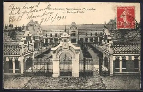 AK Armentières, Entrée de l`École Nationale Professionnelle