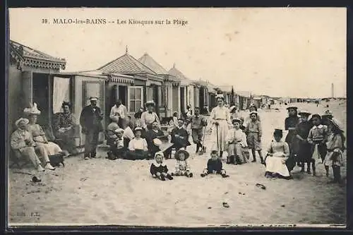 AK Malo-les-Bains, Les Kiosques sur la Plage