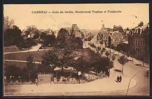 AK Cambrai, Coin du Jardin, Boulevards Vauban et Faidherbe