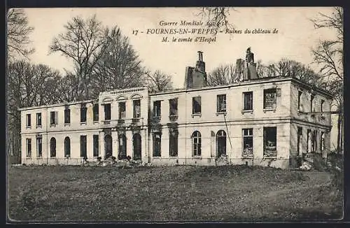 AK Fournes-en-Weppes, Ruines du château de M. le comte d`Hespel