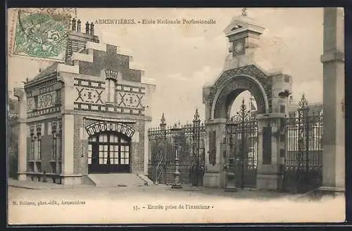 AK Armentières, École Nationale Professionnelle, Entrée prise de l`intérieur