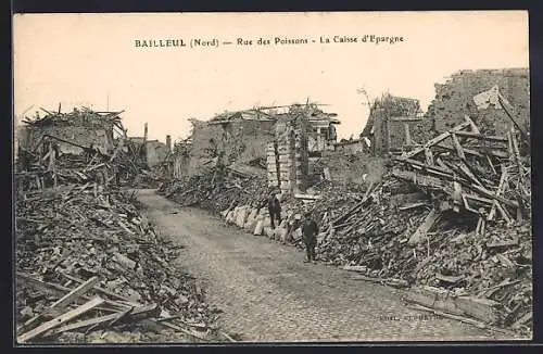 AK Bailleul, Rue des Poissons, La Caisse d`Épargne après destruction