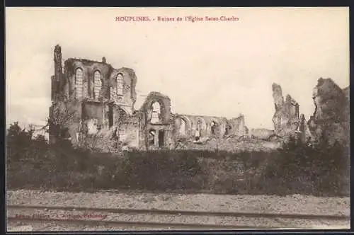 AK Houplines, Ruines de l`église Saint-Charles