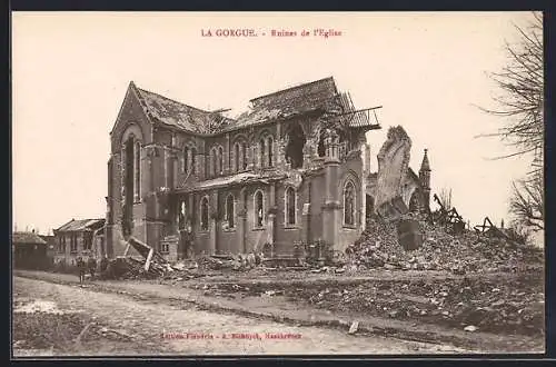 AK La Gorgue, Ruines de l`Église