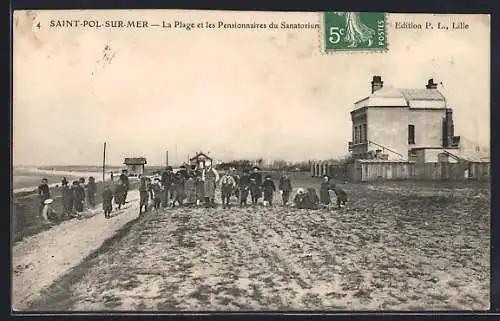 AK Saint-Pol-sur-Mer, La Plage et les Pensionnaires du Sanatorium