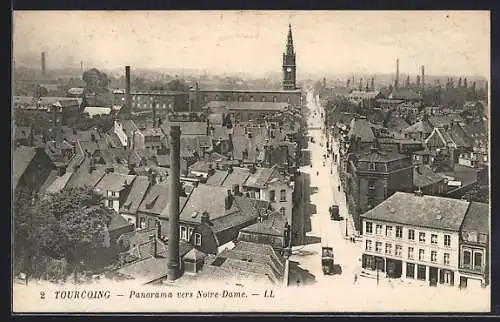 AK Tourcoing, Panorama vers Notre-Dame