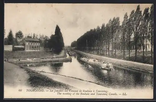 AK Tourcoing, La jonction des canaux de Roubaix à Tourcoing