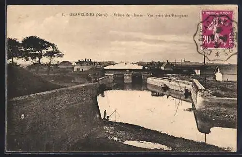 AK Gravelines, Écluse de Chasse, Vue prise des Remparts