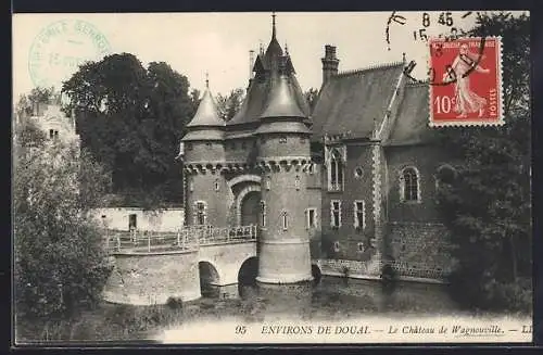 AK Douai, Le Château de Wagnonville et son pont