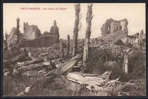 AK Vieux-Berquin, Les ruines de l`église