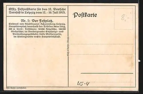 Künstler-AK J. Klemm: Leipzig, 12. Deutsches Turnfest, Festplatz mit Leuten