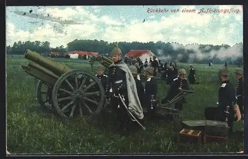 AK Haubitzen-Batterie mit Flugzeug