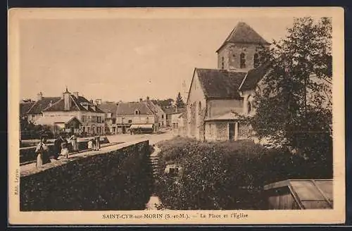 AK Saint-Cyr-sur-Morin, La Place et l`Église