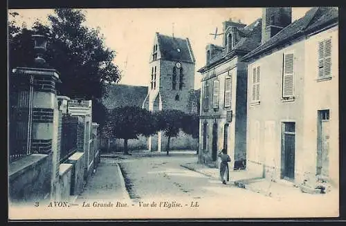 AK Avon, La Grande Rue, Vue de l`Église