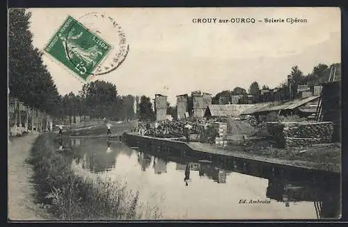 AK Crouy-sur-Ourcq, Scierie Cybéron le long du canal