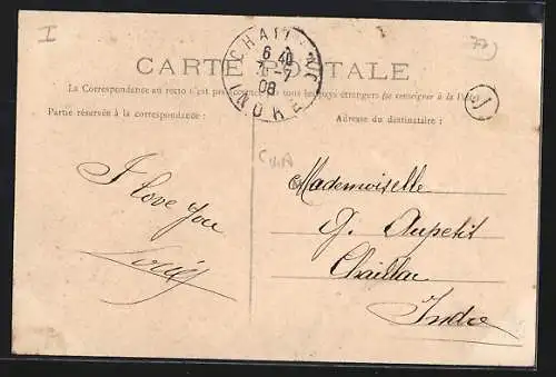 AK Chartronges, Chalet de La Fosse avec trois personnes dans le jardin