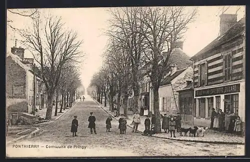 AK Ponthierry, Rue principale avec habitants et commerces