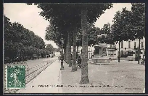 AK Fontainebleau, Place Denecourt, Monument de Rosa Bonheur