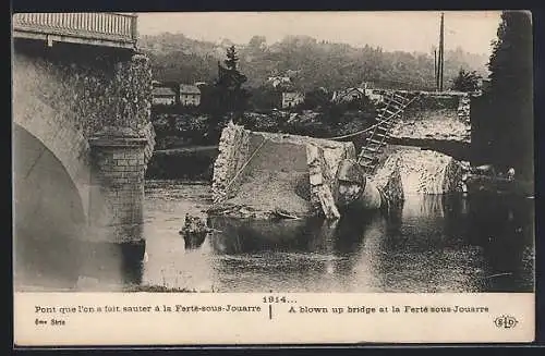 AK La Ferté-sous-Jouarre, Pont détruit en 1914