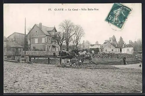 AK Claye, Le Canal, Villa Belle-Vue