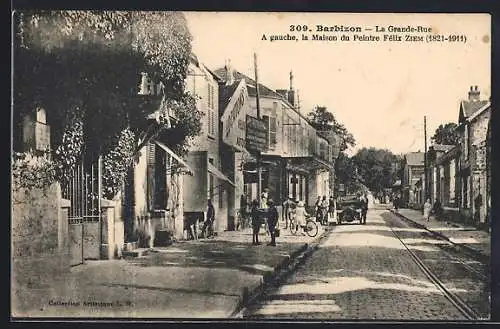 AK Barbizon, La Grande-Rue et la maison du peintre Félix Ziem à gauche