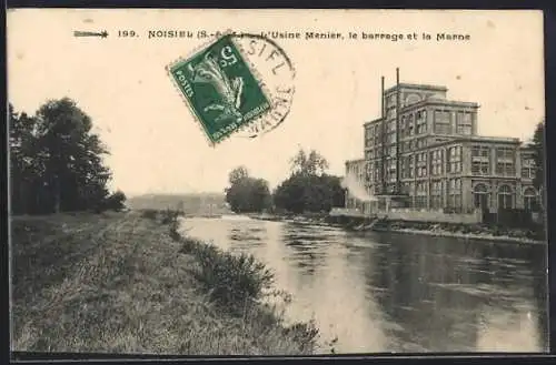 AK Noisiel, Usine Menier, le barrage et la Marne