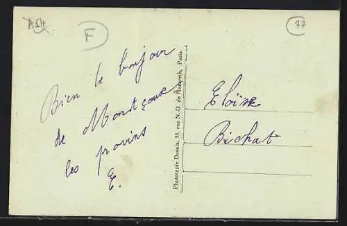 AK Montceaux-lès-Provins, La Poste et la rue principale
