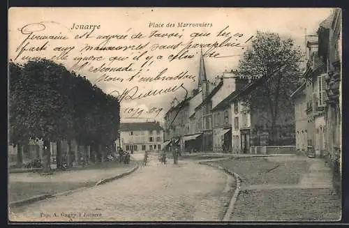 AK Jouarre, Place des Marronniers avec arbres et bâtiments historiques