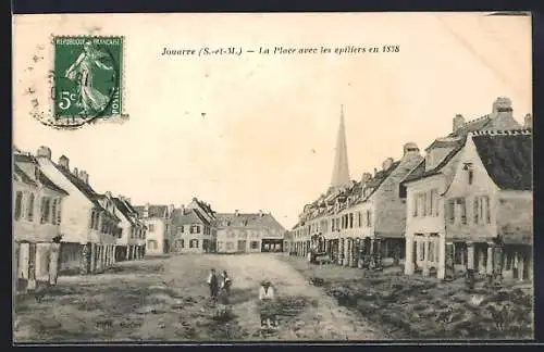 AK Jouarre, La Place avec les épiciers en 1838