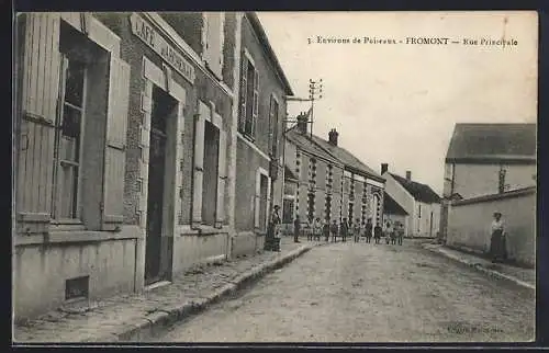 AK Fromont, Rue Principale avec café et passants