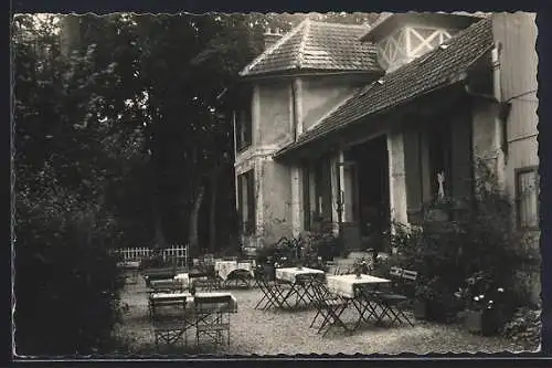 AK Franchard, Terrasse du restaurant dans la forêt de Fontainebleau