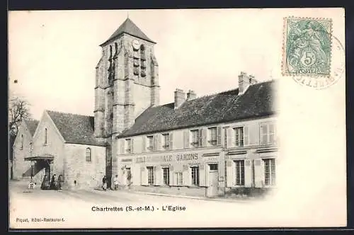 AK Chartrettes, L`Église et le Bureau Communal Gagnons