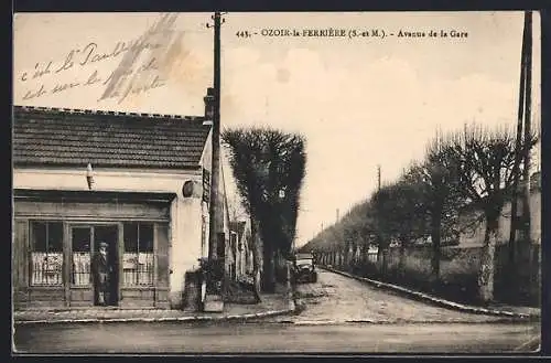 AK Ozoir-la-Ferrière, Avenue de la Gare avec maison et arbres taillés