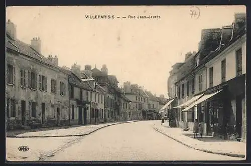 AK Villeparisis, Rue Jean-Jaurès avec bâtiments alignés