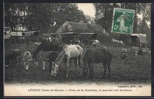 AK Lésigny, Foire de la Monthéty, le marché aux bestiaux