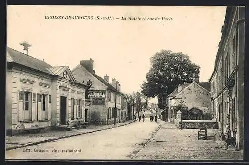 AK Croissy-Beaubourg, La Mairie et rue de Paris