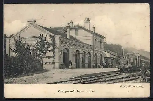 AK Crécy-en-Brie, La gare