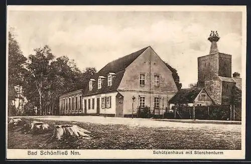 AK Bad Schönfliess /Nm., Schützenhaus mit Storchenturm