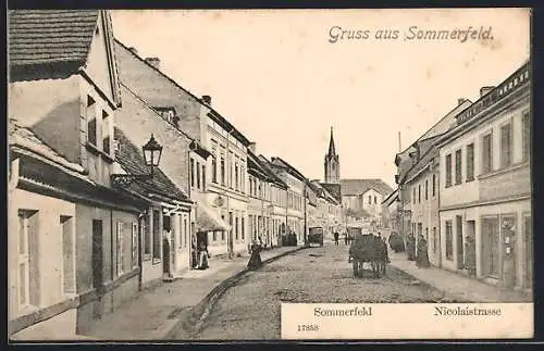 AK Sommerfeld, Nicolaistrasse mit Blick zur Kirche