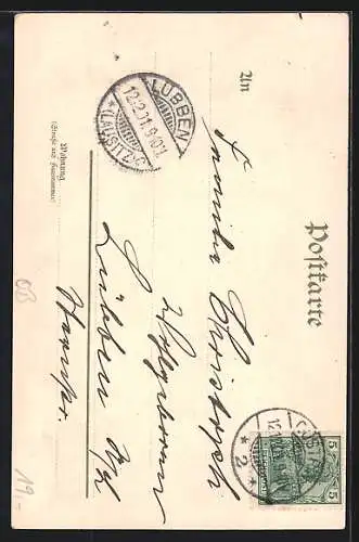 Passepartout-Lithographie Cuestrin / Kostrzyn, Ansichten auf Rosenblättern, Schloss-Kaserne, Freiburger Bahnhof