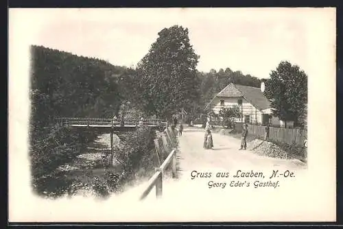 AK Laaben /N.-Oe., Georg Eder`s Gasthof mit Strassenpartie