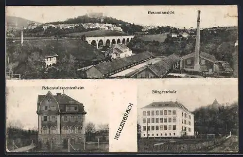 AK Neulengbach, Rekonvaleszentenheim, Bürgerschule und Gesamtansicht