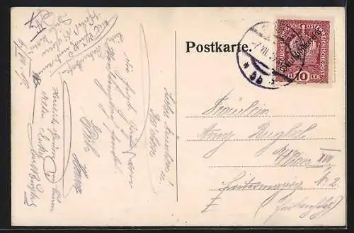 AK Weidlingbach, Restaurant von Josef Fischer im Weintrauben-Passepartout