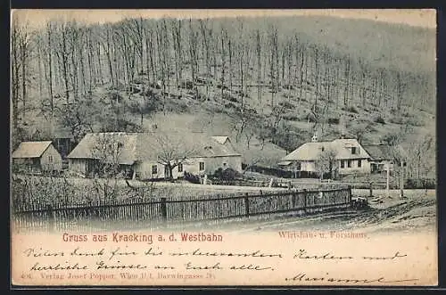 AK Kracking a. d. Westbahn, Gasthaus und Forsthaus am Waldrand