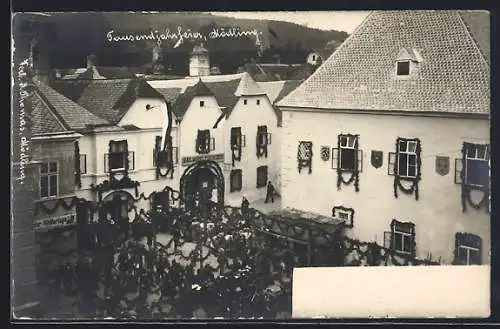 Foto-AK Mödling, Tausendjahrfeier, Festplatz mit Geschäften