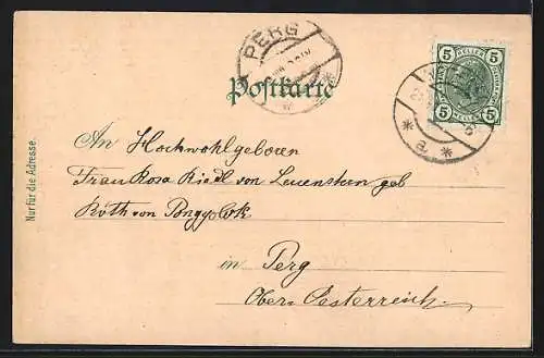 Lithographie Weiten bei Melk, Schloss Leihen, Roland-Säule
