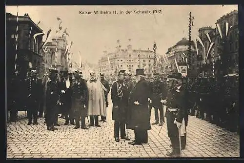 AK Kaiser Wilhelm II. in der Schweiz 1912, Soldaten