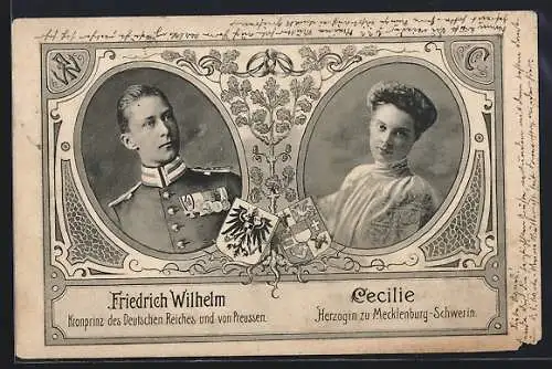 AK Portraits Herzogin Cecilie und Kronprinz Wilhelm von Preussen