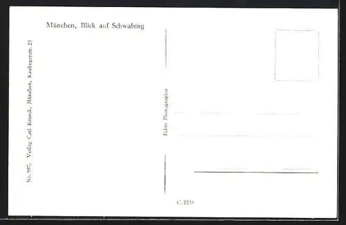 AK München, Blick auf Schwabing mit Strassenpartie