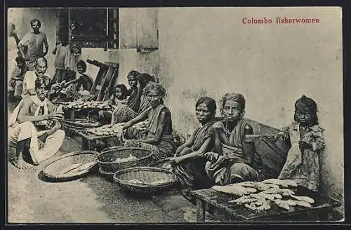 AK Colombo, Fisherwomen, Indische Fischverkäuferinnen